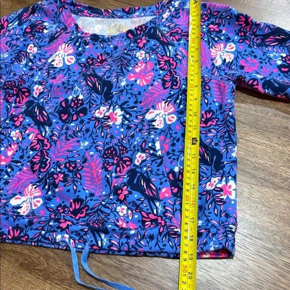Lilly Pulitzer Luxletic Pullover Sweatshirt Small Drawstring Front pocket Floral - Picture 6 of 10